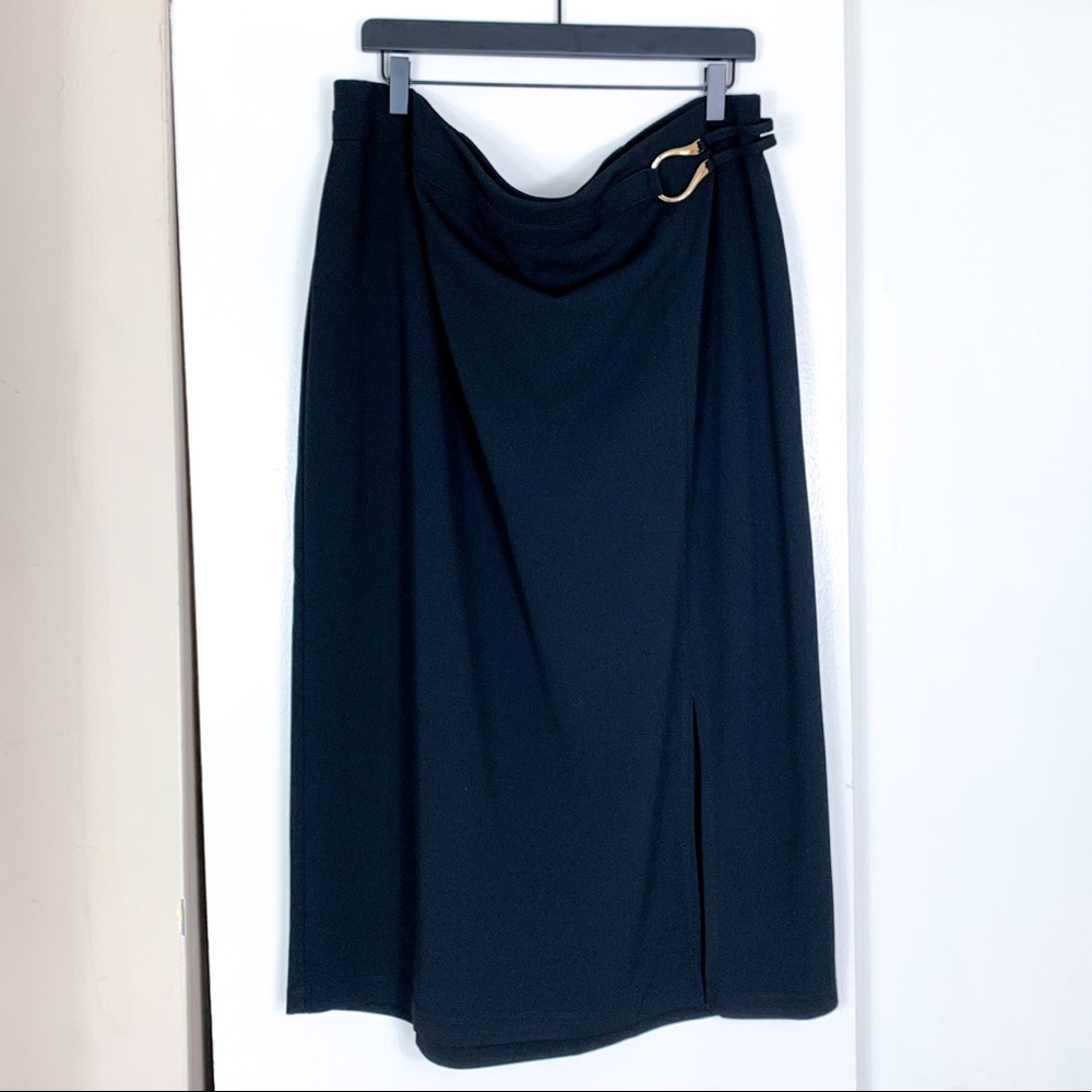 Ashley Stewart Black Skirt Gold Belt Buckle
